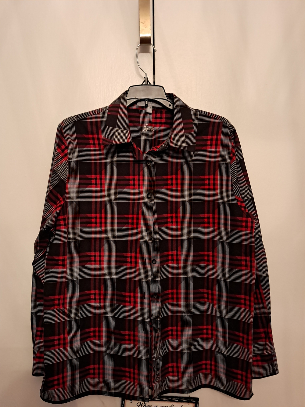 Foxcroft Red and Black Plaid Button-Down Shirt